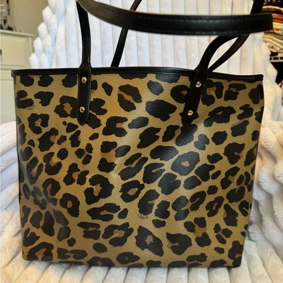 Coach reversible city tote with leopard print - Picture 2 of 7